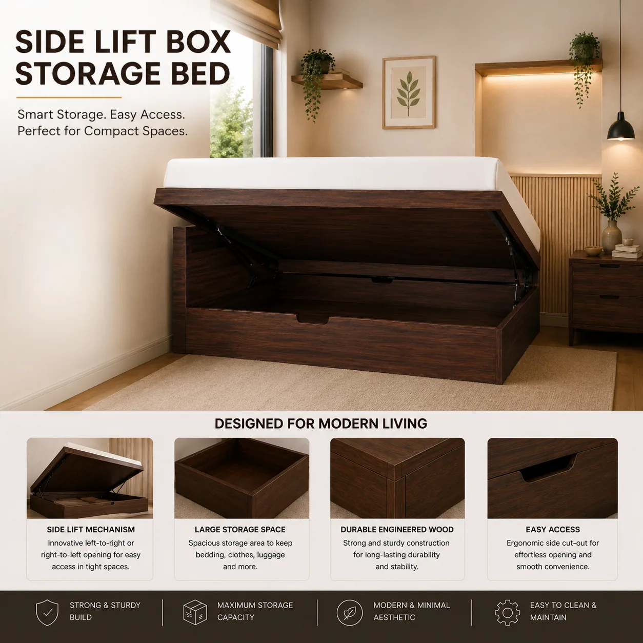 Side Lift Box Storage Bed overview